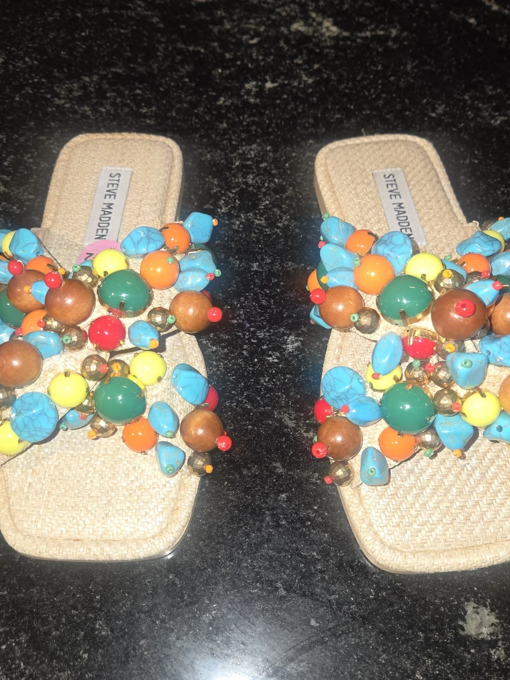 Steve Madden Beaded Turquoise Multi-Color Sandals